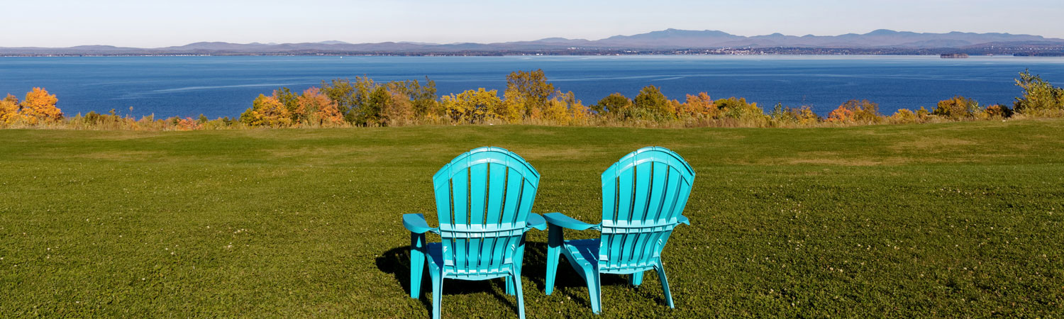 Chairs on lake in Vermont